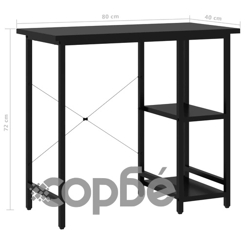 Компютърно бюро, черно, 80x40x72 см, МДФ и метал ➤ топ цена ➤ sorbe.bg
