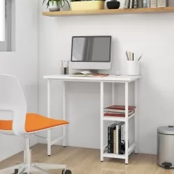 Компютърно бюро, бяло, 80x40x72 см, МДФ и метал