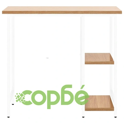 Компютърно бюро, бяло и светъл дъб, 80x40x72 см, МДФ и метал ➤ топ цена ➤ sorbe.bg