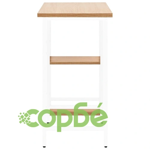 Компютърно бюро, бяло и светъл дъб, 80x40x72 см, МДФ и метал ➤ топ цена ➤ sorbe.bg