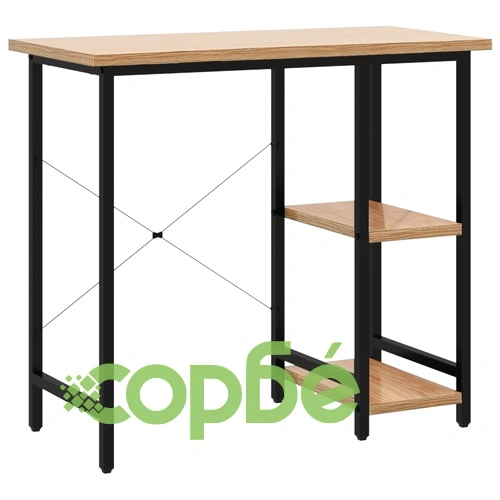 Компютърно бюро, черно и светъл дъб, 80x40x72 см, МДФ и метал ➤ топ цена ➤ sorbe.bg