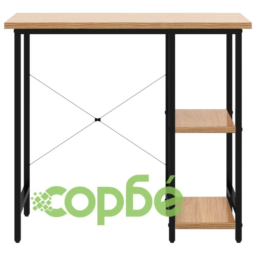 Компютърно бюро, черно и светъл дъб, 80x40x72 см, МДФ и метал ➤ топ цена ➤ sorbe.bg