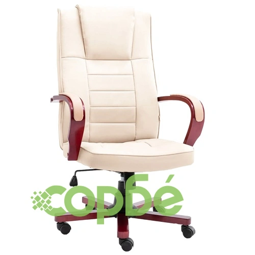 Офис стол, кремав, естествена кожа ➤ топ цена ➤ sorbe.bg