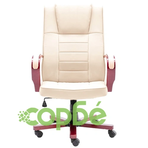 Офис стол, кремав, естествена кожа ➤ топ цена ➤ sorbe.bg