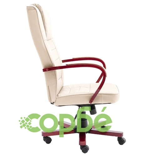 Офис стол, кремав, естествена кожа ➤ топ цена ➤ sorbe.bg