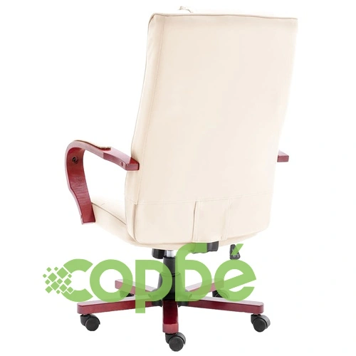 Офис стол, кремав, естествена кожа ➤ топ цена ➤ sorbe.bg