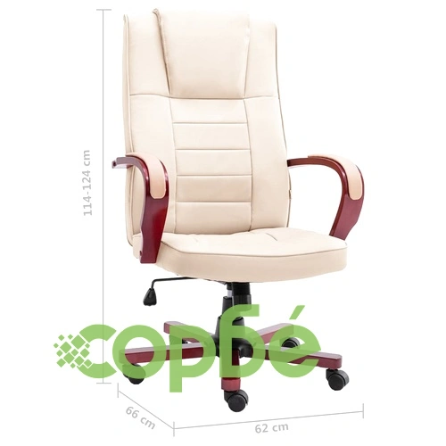 Офис стол, кремав, естествена кожа ➤ топ цена ➤ sorbe.bg