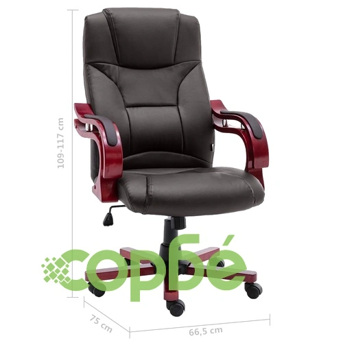 Офис стол, кафяв, естествена кожа ➤ топ цена ➤ sorbe.bg