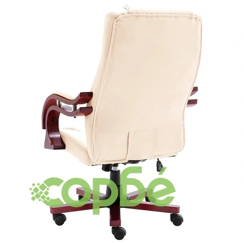 Офис стол, кремав, естествена кожа ➤ топ цена ➤ sorbe.bg