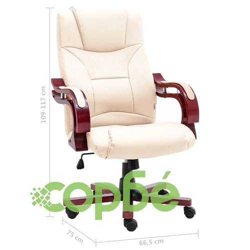 Офис стол, кремав, естествена кожа ➤ топ цена ➤ sorbe.bg