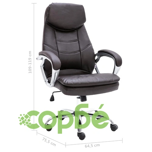 Офис стол, кафяв, естествена кожа ➤ топ цена ➤ sorbe.bg