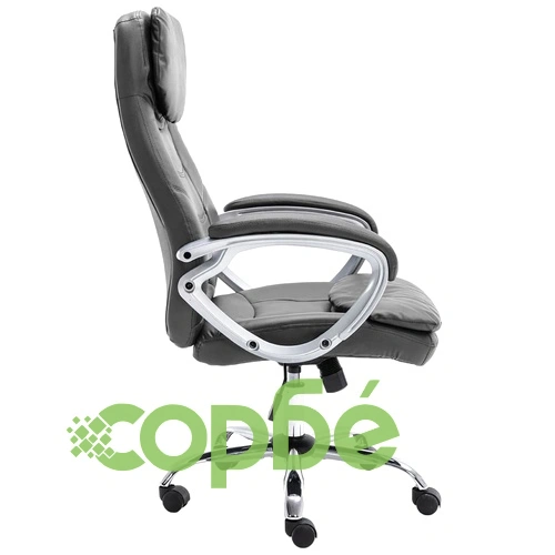 Офис стол, сив, естествена кожа ➤ топ цена ➤ sorbe.bg