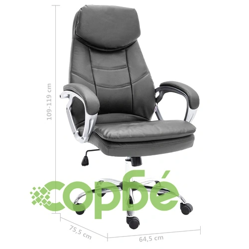 Офис стол, сив, естествена кожа ➤ топ цена ➤ sorbe.bg