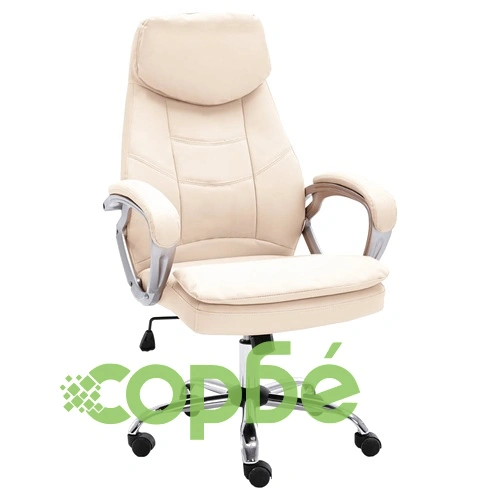 Офис стол, кремав, естествена кожа ➤ топ цена ➤ sorbe.bg