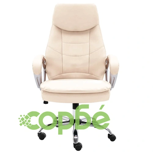 Офис стол, кремав, естествена кожа ➤ топ цена ➤ sorbe.bg