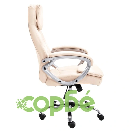 Офис стол, кремав, естествена кожа ➤ топ цена ➤ sorbe.bg