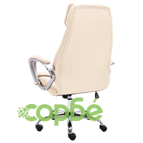 Офис стол, кремав, естествена кожа ➤ топ цена ➤ sorbe.bg