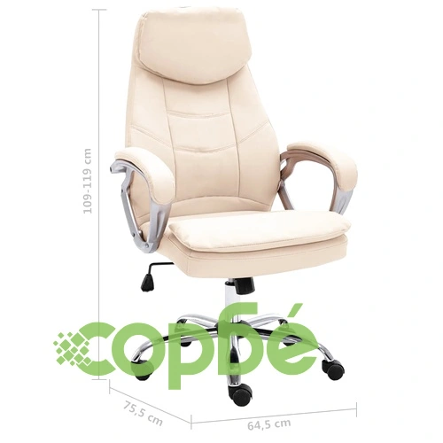 Офис стол, кремав, естествена кожа ➤ топ цена ➤ sorbe.bg