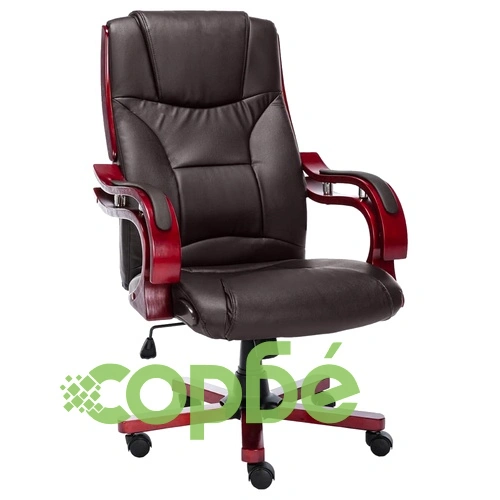 Офис стол, кафяв, естествена кожа ➤ топ цена ➤ sorbe.bg