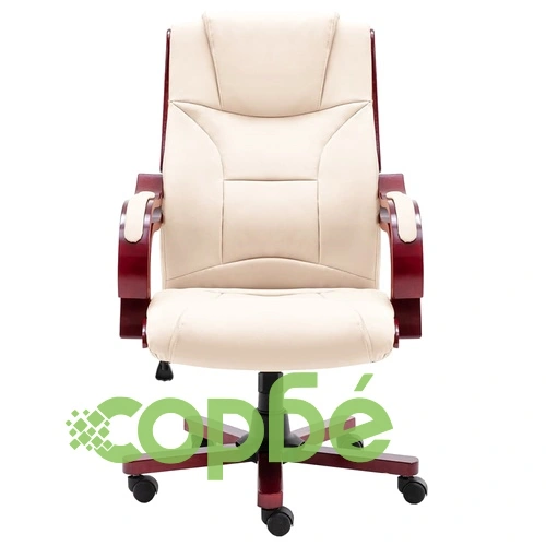 Офис стол, кремав, естествена кожа ➤ топ цена ➤ sorbe.bg