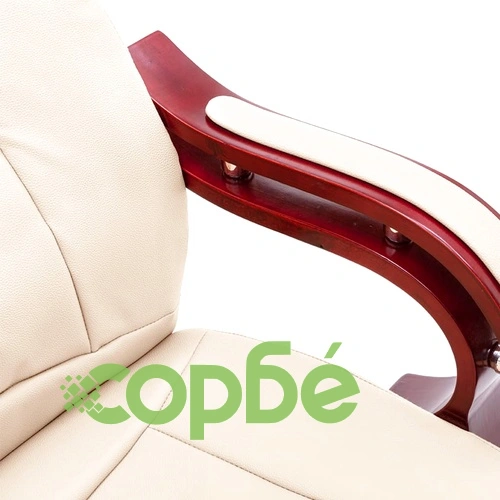 Офис стол, кремав, естествена кожа ➤ топ цена ➤ sorbe.bg