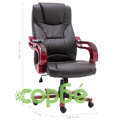 Масажиращ офис стол, кафяв, естествена кожа ➤ топ цена ➤ sorbe.bg