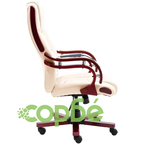 Масажиращ офис стол, кремав, естествена кожа ➤ топ цена ➤ sorbe.bg