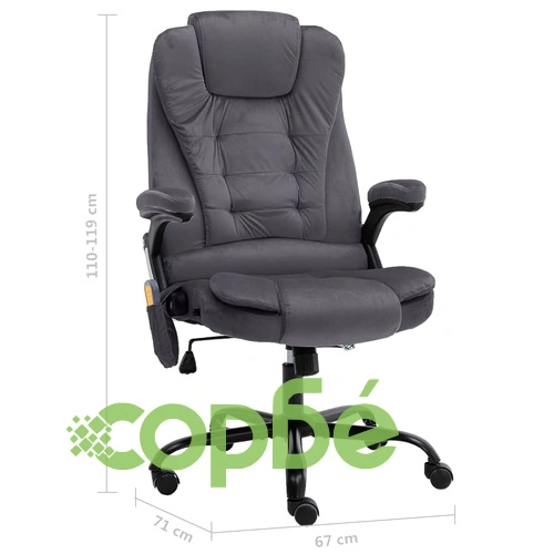 Масажиращ офис стол, тъмносив, кадифе ➤ топ цена ➤ sorbe.bg