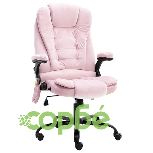 Масажиращ офис стол, розов, кадифе ➤ топ цена ➤ sorbe.bg