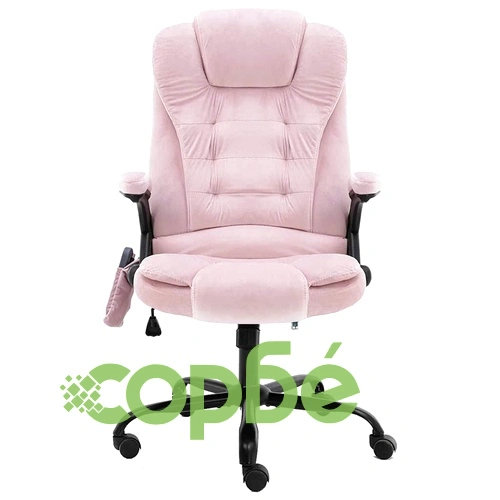 Масажиращ офис стол, розов, кадифе ➤ топ цена ➤ sorbe.bg