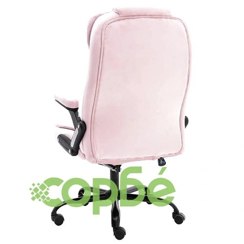 Масажиращ офис стол, розов, кадифе ➤ топ цена ➤ sorbe.bg