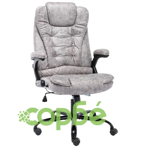 Офис стол, светлосив, изкуствена велурена кожа ➤ топ цена ➤ sorbe.bg