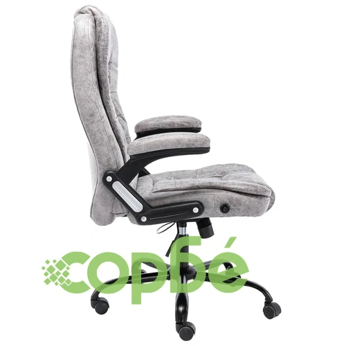 Офис стол, светлосив, изкуствена велурена кожа ➤ топ цена ➤ sorbe.bg