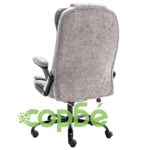 Офис стол, светлосив, изкуствена велурена кожа ➤ топ цена ➤ sorbe.bg