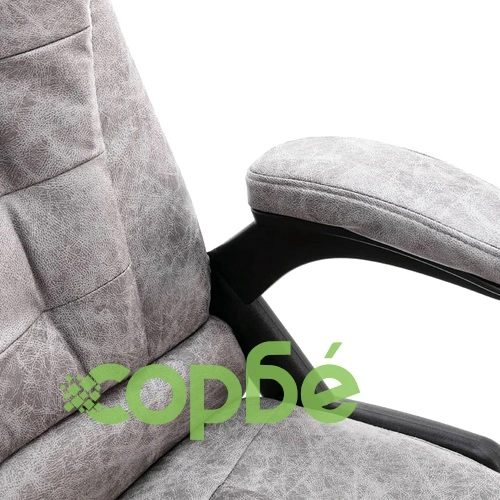 Офис стол, светлосив, изкуствена велурена кожа ➤ топ цена ➤ sorbe.bg