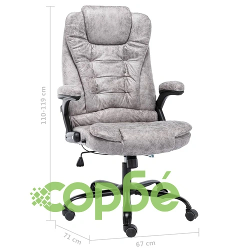 Офис стол, светлосив, изкуствена велурена кожа ➤ топ цена ➤ sorbe.bg