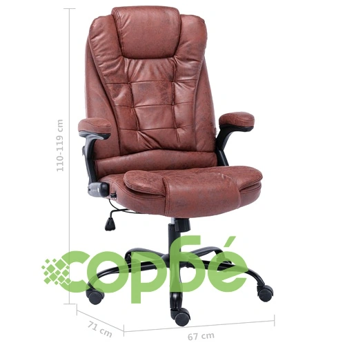 Офис стол, светлокафяв, изкуствена велурена кожа ➤ топ цена ➤ sorbe.bg