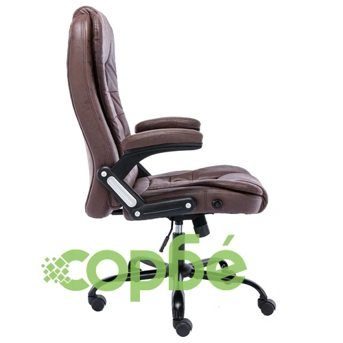 Офис стол, тъмнокафяв, изкуствена велурена кожа ➤ топ цена ➤ sorbe.bg