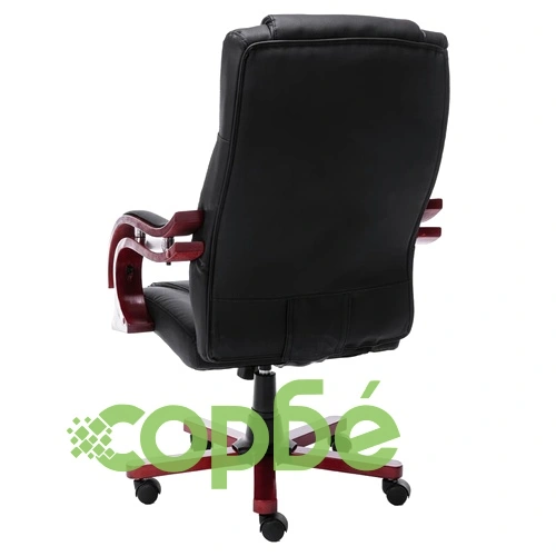 Масажиращ офис стол, черен, естествена кожа ➤ топ цена ➤ sorbe.bg