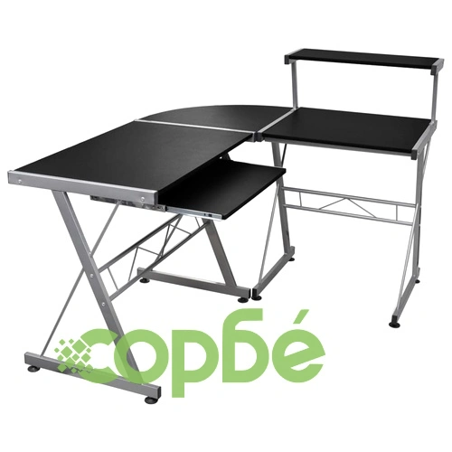 Ъглово компютърно бюро, черно, 132x112x99 см, инженерно дърво ➤ топ цена ➤ sorbe.bg