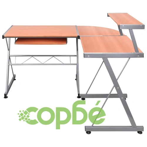 Ъглово компютърно бюро, кафяво, 132x112x99 см, инженерно дърво ➤ топ цена ➤ sorbe.bg