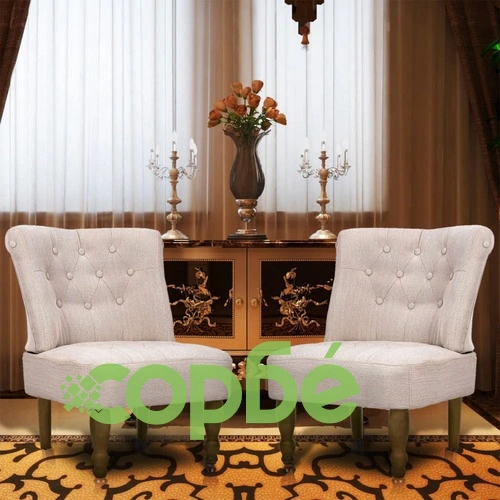Френски столове, 2 бр, кремави, текстил ➤ топ цена ➤ sorbe.bg