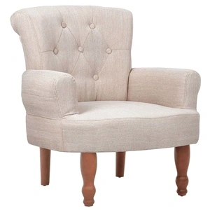 Френски стол, кремав, текстил