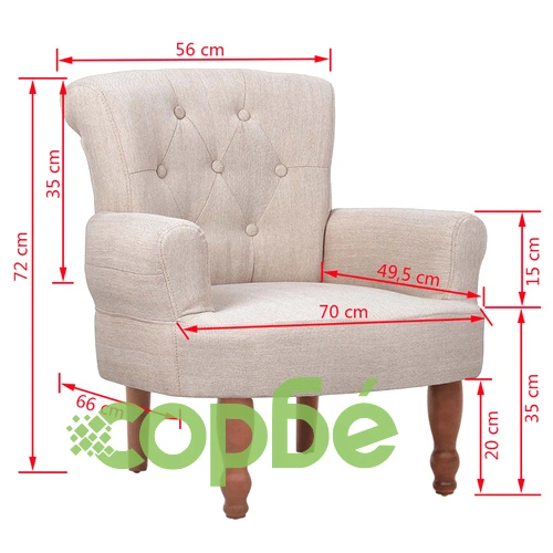 Френски столове, 2 бр, кремави, текстил ➤ топ цена ➤ sorbe.bg