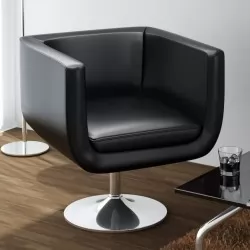 Бар стол, черен, изкуствена кожа