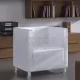 Фотьойл с кубична форма, бял, изкуствена кожа
