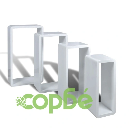 Комплект от 4 бели рафта с кубовидна форма ➤ топ цена ➤ sorbe.bg