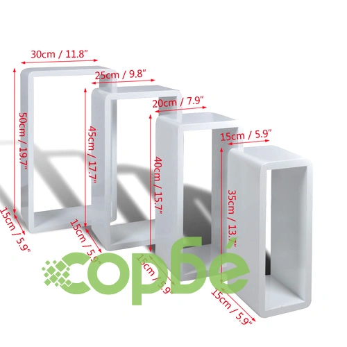 Комплект от 4 бели рафта с кубовидна форма ➤ топ цена ➤ sorbe.bg