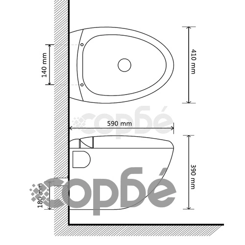 Окачена тоалетна чиния с яйцевидна форма, черна ➤ топ цена ➤ sorbe.bg