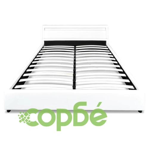 Рамка за легло с LED, бяла, изкуствена кожа, 140x200 cм ➤ топ цена ➤ sorbe.bg